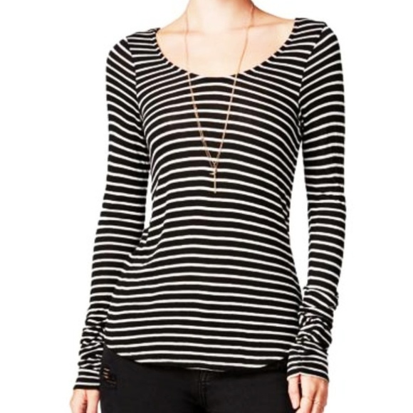 Chelsea Sky Tops - Chelsea Sky Black Stripe Scoop Back Top Large